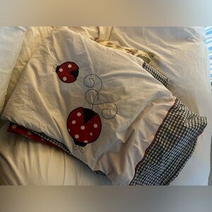 JoJO designs Decorative Ladybug Embroidered Comforter - White and Red